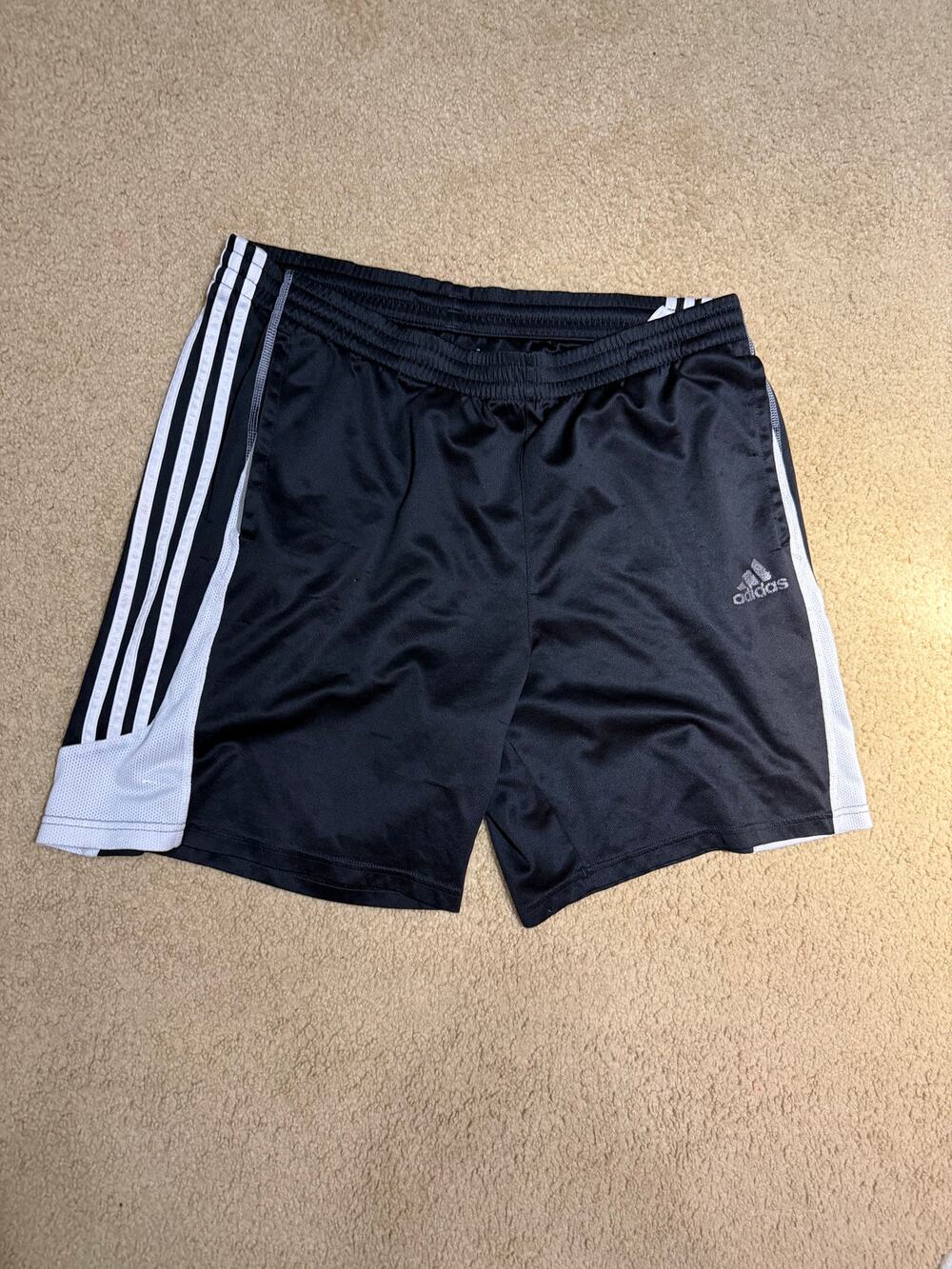 Adidas Climalite 3-Stripe Mesh Athletic Shorts (Black / White)